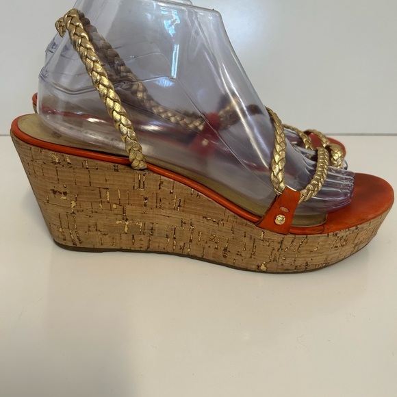 Kate Spade Women's Orange and Gold Bali Wedges Size 9 - Picture 3 of 14